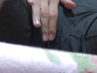 Japanese legal age teenager rubs cunt